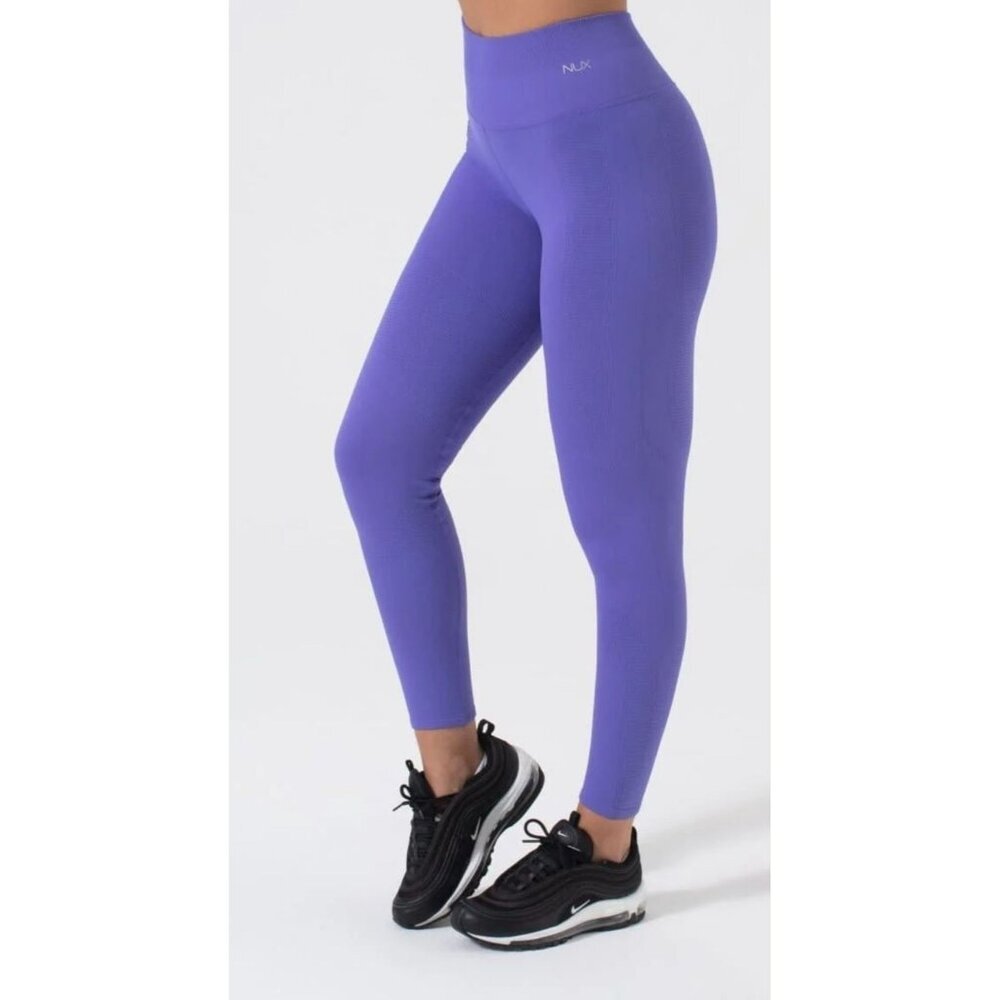 Nux One by One Purple Thick Ribbed Leggings XS Yoga/Activewear NWT